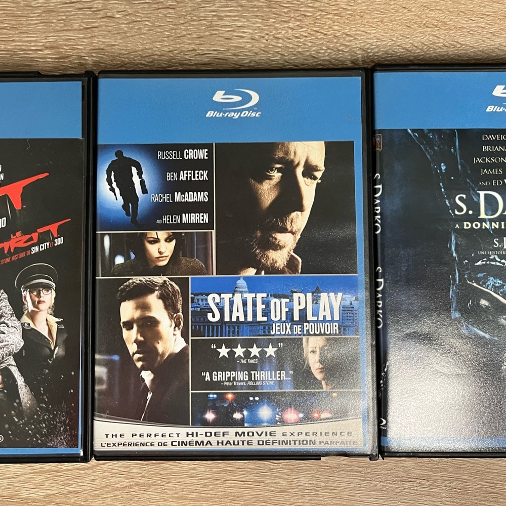3 Blu-Ray Movie Bundle – The Spirit, State of Play, S Darko